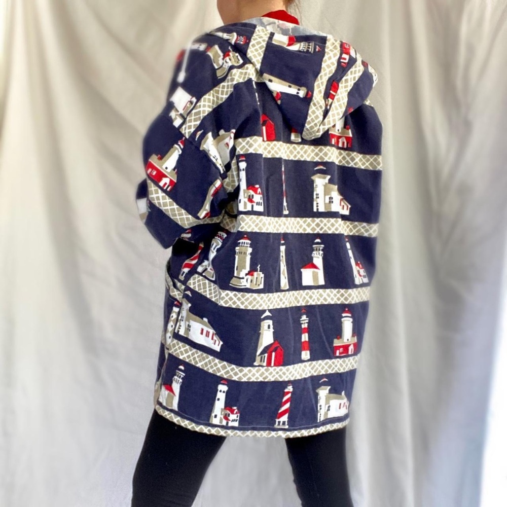 Rare Vintage 1980's Michigan Rag Co. Lighthouse Print Jacket - Picture 3 of 3